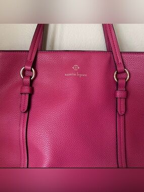 Nanette Lepore Pink Leather Tote Fuchsia Pebbled Work Shoulder Bag Gold Hardware